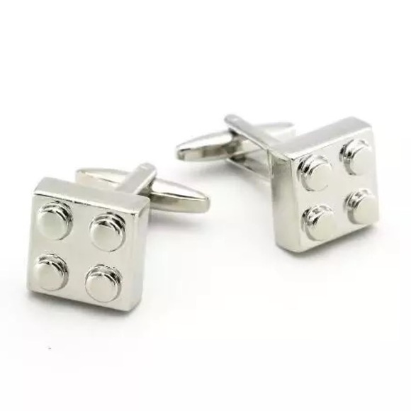 Vintage Silver Lego Inspired Square Cufflinks - Picture 3 of 16